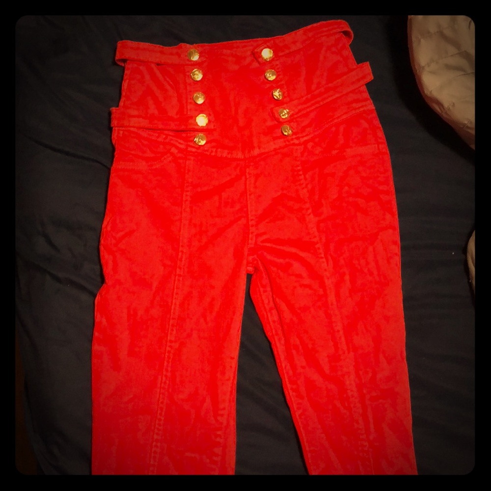 High waisted orange pants
